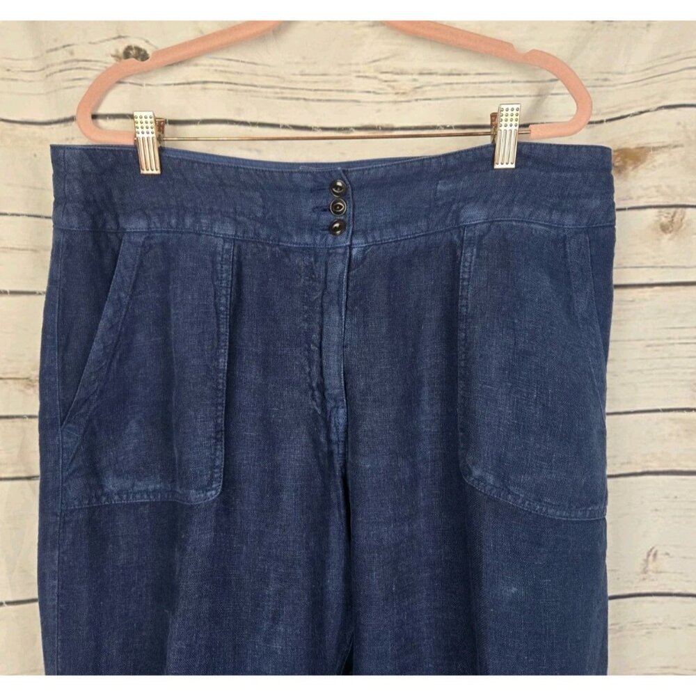 SOLD>>>>>Poetry Navy Blue 100% Linen Pants - Picture 2 of 7